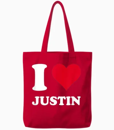 Rotes Herz I Love Justin Tote Bags - Red