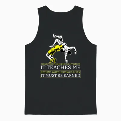It Must Be Earned Wrestling Short Sleeve Unisex Tank Top - Black