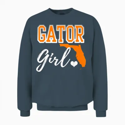 Gator Girl Florida Heart Map Shape Souvenir Gift for Women Unisex Sweatshirt - Dark Heather