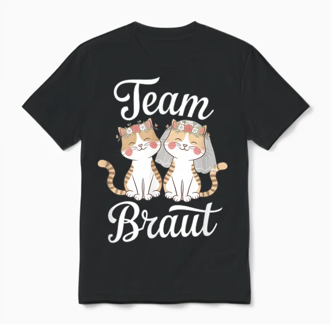 Team Braut Lustiges Katzen Jga Hochzeit Unisex T-Shirt in Black