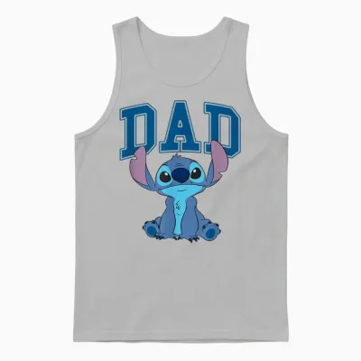 Disney Lilo & Stitch Vintage Dad Cool Stitch Collegiate Logo Unisex Tank Top - Ash