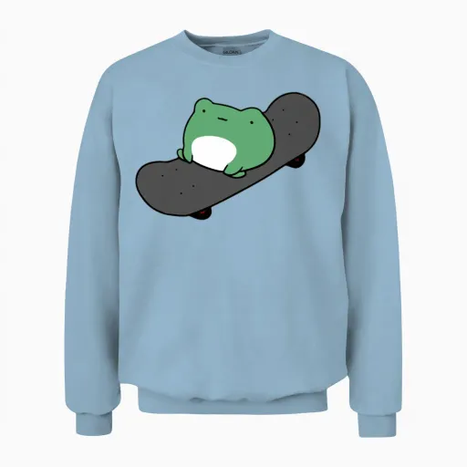 Skateboarding Frog - Reptiles & Exotics Unisex Sweatshirt in Light Blue