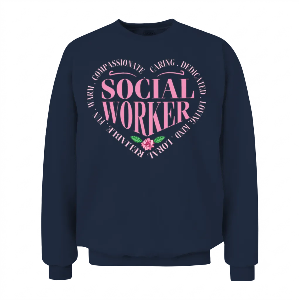 Social Worker Heart Graphic Unisex Sweatshirt - Navy