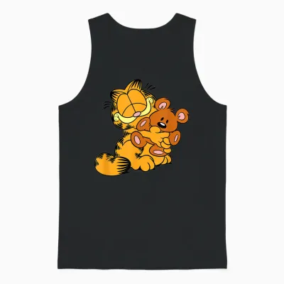 Garfield Hugging Pooky T-Shirt, Gray Unisex Tank Top - Black