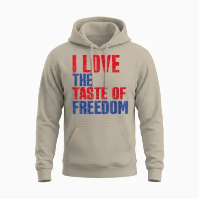 I Love the Taste of Freedom Couples Matching 4th of July Unisex Hoodie - Sand