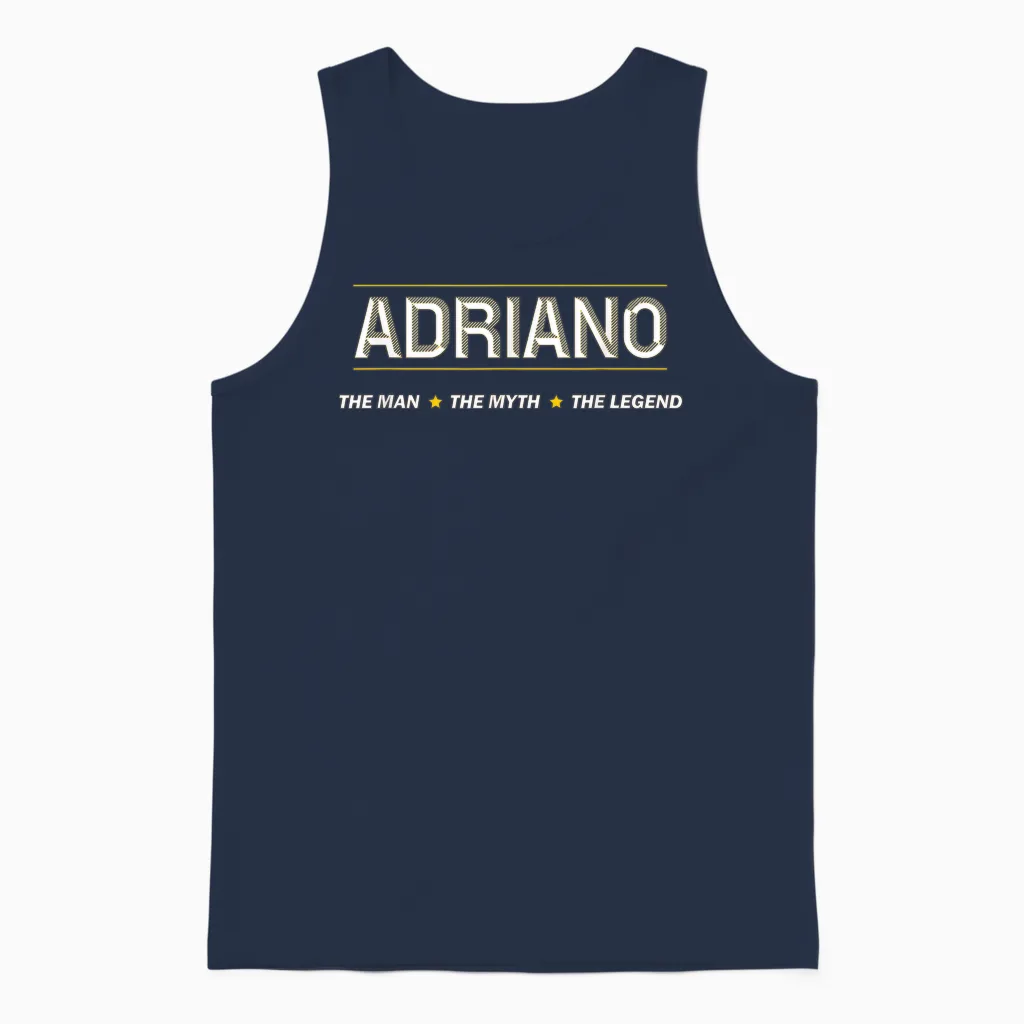 Adriano Der Mann, Der Mythos, Die Legende | Jungenname Für Herren — Lustig Unisex Tank Top in Navy