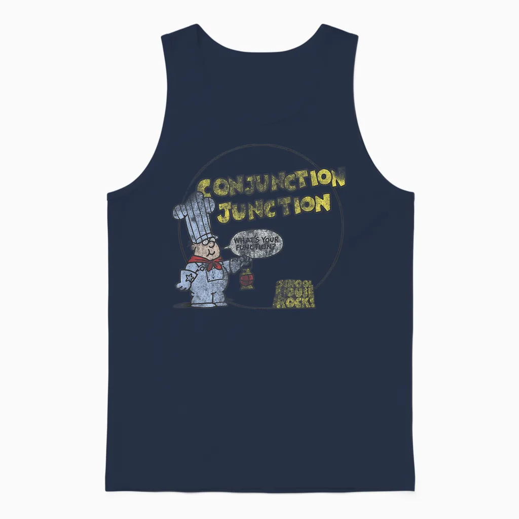 Schoolhouse Rock Conjunction Junction Conductor Retro Tv Unisex Tank Top in Navy