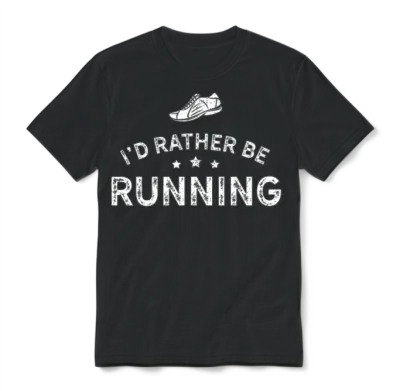 Running Design Id Rather Be Running White Cross Country Fitness Funny Gift Unisex T-Shirt - Black