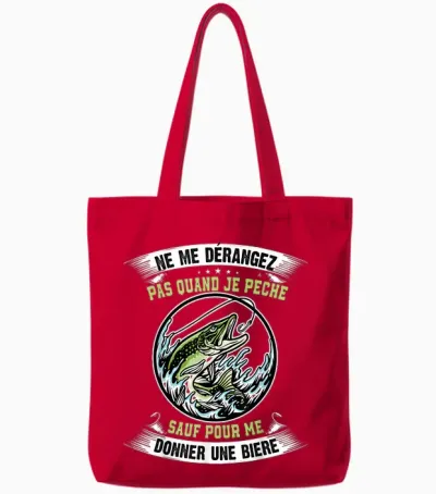Predatory Fishing, Gift for Pike Fisherman T-Shirt, Black Tote Bags - Red