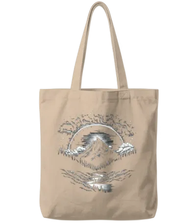 Vintage Mountain Tote Bags - Natural