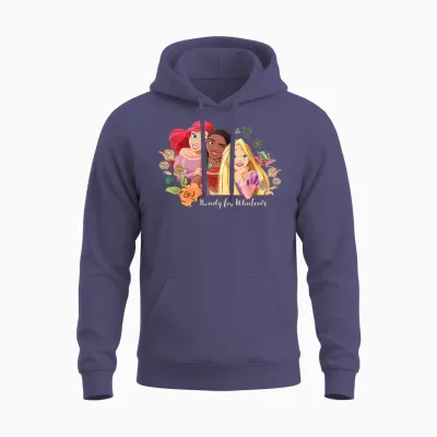 Disney Princess Ariel, Vaiana, Rapunzel Ready for Whatever T-Shirt, Gray Unisex Hoodie - Heather Sport Dark Navy