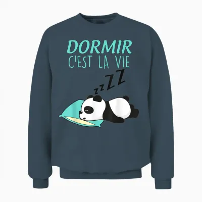 Dormir C'est La Vie Humour Panda for Men or Women T-Shirt, White, S Unisex Sweatshirt - Dark Heather