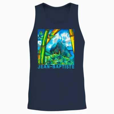St. Lucia Pitons & Bamboo Unisex Tank Top - Navy