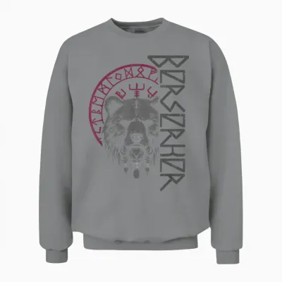 Berserker Viking Norse Mythology Bear Warrior Compass T-Shirt, Black, S Unisex Sweatshirt - Sport Grey