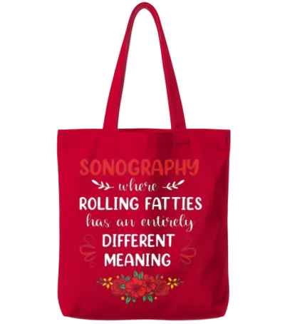 Medical Quote Flower Funny Vascular Sonographer Tote Bags - Red