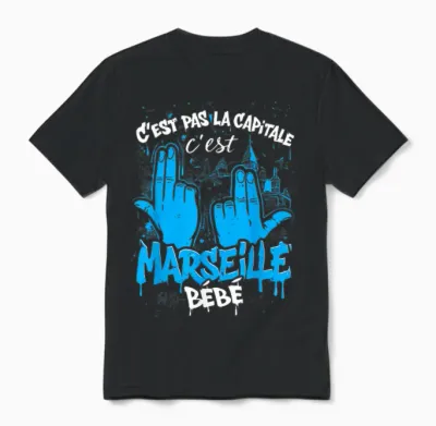 C'est Pas La Capitale C'est Marseille Unisex T-Shirt - Black