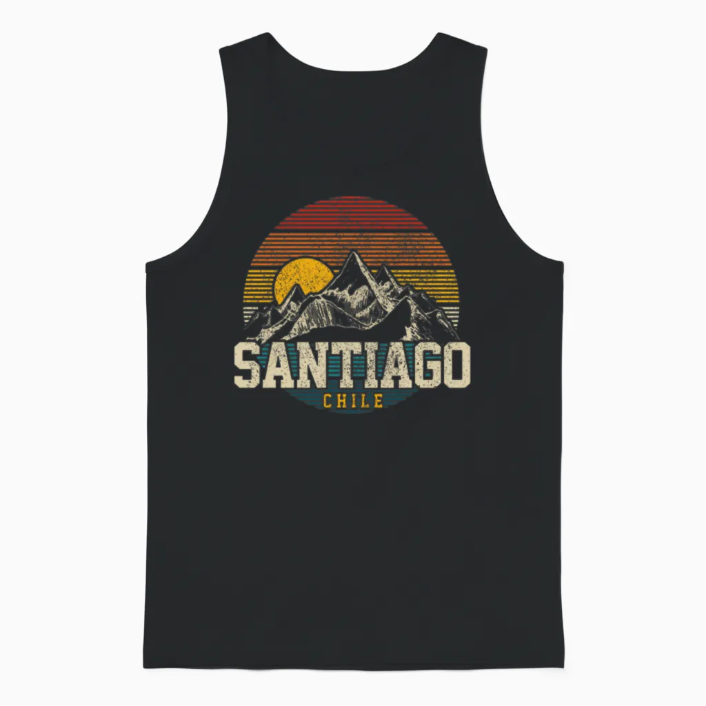 Santiago Chile Mountains Hiking & Outdoors Gift Unisex Tank Top in Black