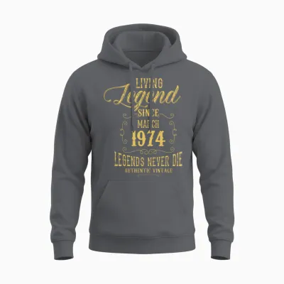 Living Legend Since March 1974 Unisex Hoodie - Charcoal