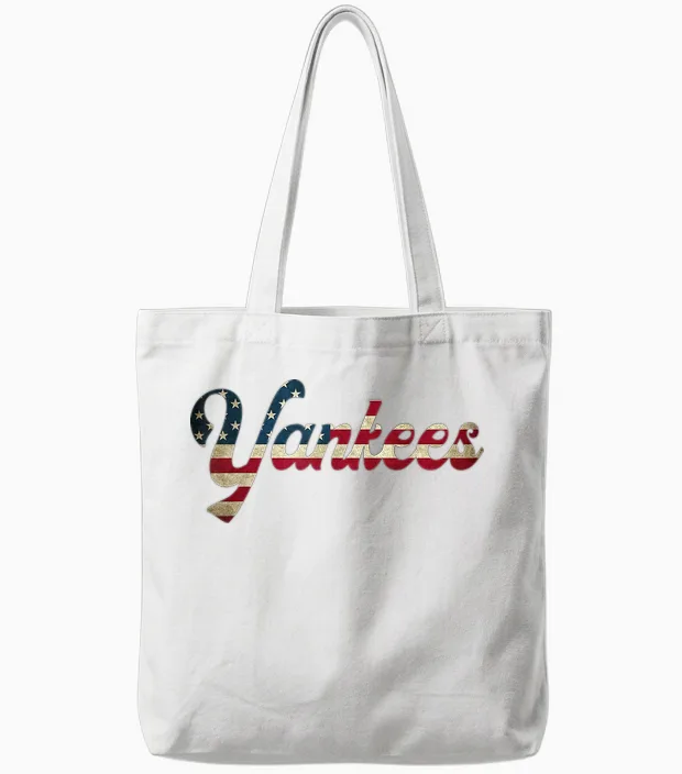 Vintage Yankees Retro Style 70s 80s First Name Personalized Tote Bags in White