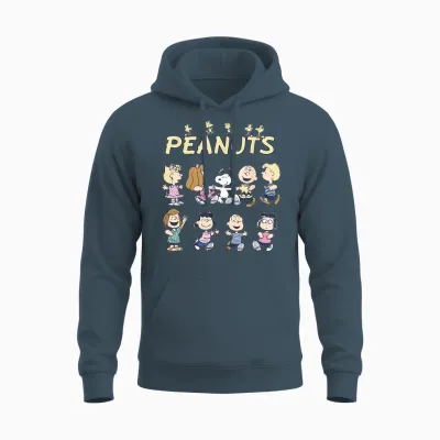 Peanuts Snoopy and Friends Dancing,short Sleeve Unisex Hoodie - Dark Heather
