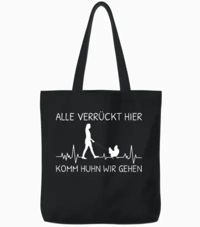 Alle Verrückt Hier Komm Huhn Wir Gehen Landwirt Herzschlag Tote Bags - Black