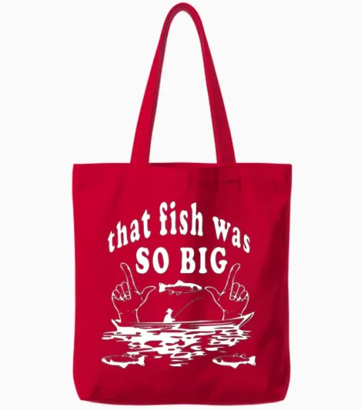 Funny Fish Tote Bags in Red