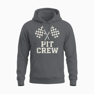 Pit Crew Flags Checkerboard Cross Retro Racing Auto Unisex Hoodie - Charcoal
