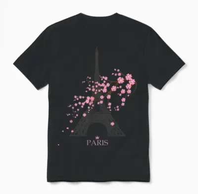 Paris Eiffel Tower Sign of Love France Maison Parisienne Unisex T-Shirt - Black