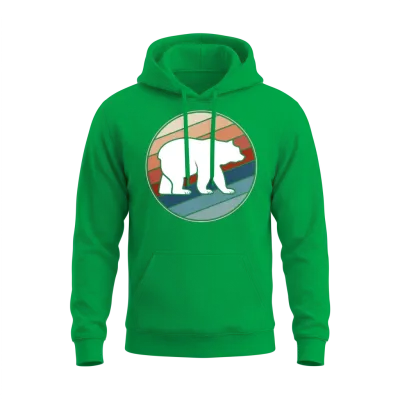 Bear in Retro Style Unisex Hoodie - Irish Green
