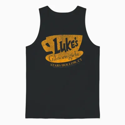 Gilmore Girls Luke's Diner Stars Hollow Distressed Unisex Tank Top - Black