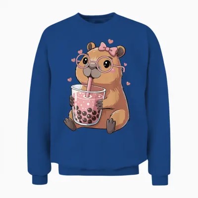 Capybara Drinking Bubble Tea Für Mädchen Cute Capybara Unisex Sweatshirt - Royal