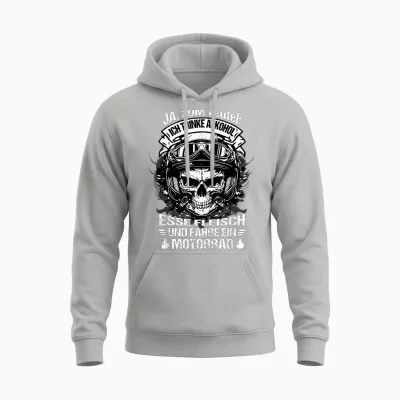 "ja Zum Teufel Ich Trinke Alkohol Esse Fleisch Und Fahre T-Shirt, Black Unisex Hoodie - Ash