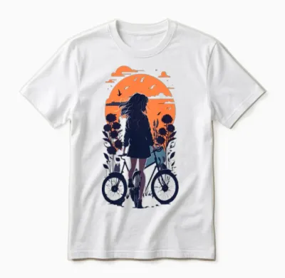 Fanny Cute Girl Design. Sunset Unisex T-Shirt - White