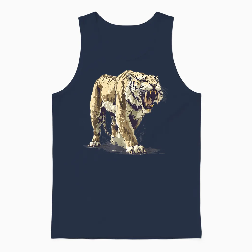 Ancient Saber-Tooth Tiger for Prehistoric Fans Unisex Tank Top in Navy