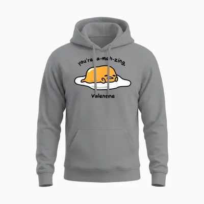 Gudetama the Lazy Egg A-Meh-Zing Valentine Unisex Hoodie - Sport Grey