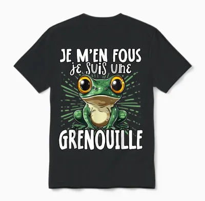 Je M'en Fous Je Suis Une Grenouille - Cute Frog T-Shirt, Black, S Unisex T-Shirt - Black