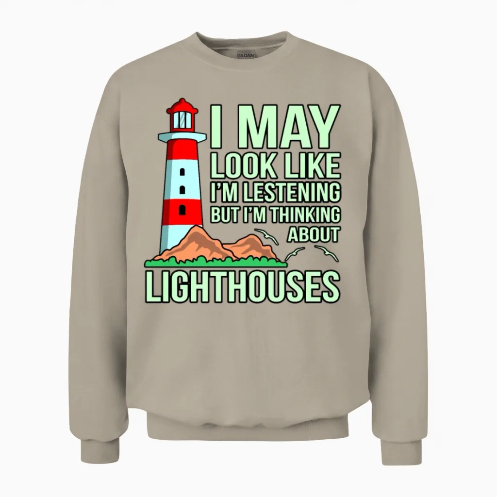 Funny Lighthouse Gift Unisex Sweatshirt in Sand