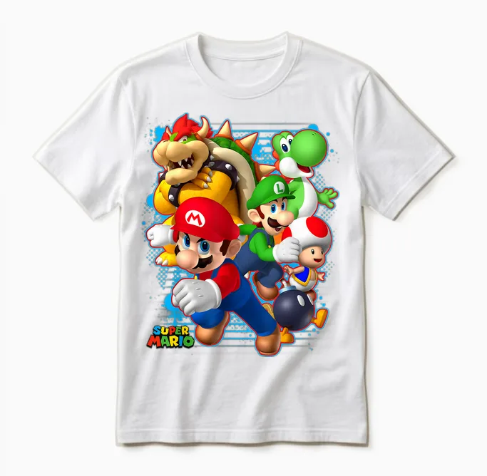 Nintendo Super Mario Luigi Bowser Spray Paint Unisex T-Shirt in White