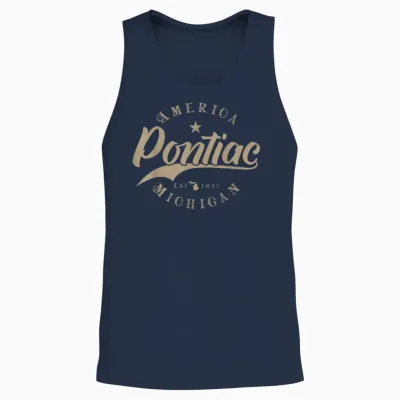Pontiac Mi Michigan T-Shirt, Black Unisex Tank Top - Navy