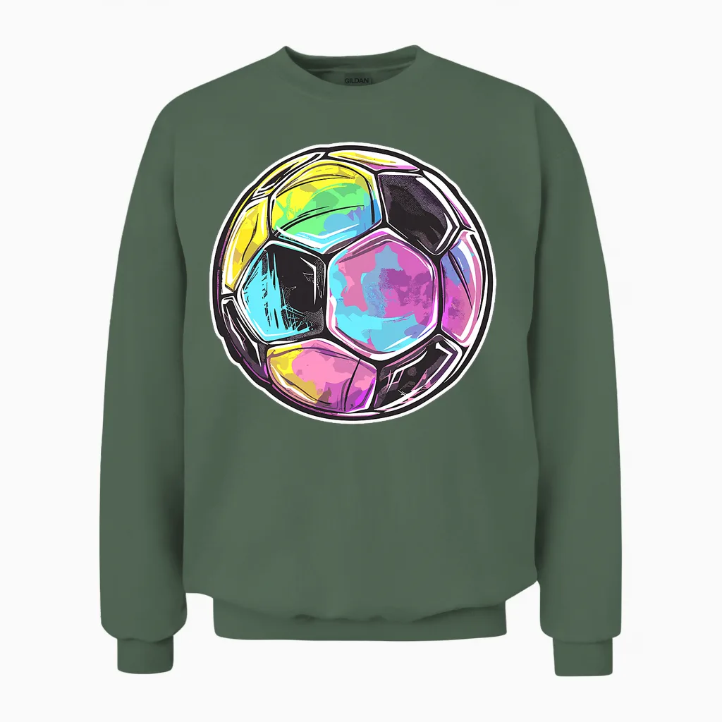 Graphique Ballon De Foot T-Shirt Haut De Gamme Unisex Sweatshirt in Military Green