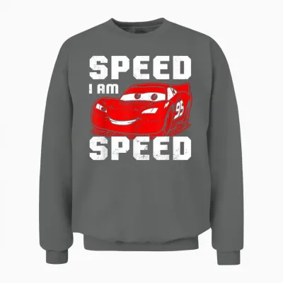 Disney Pixar Cars Lightning Mcqueen Speed I Am Speed Unisex Sweatshirt - Graphite Heather
