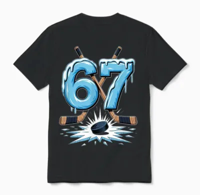 67 Six Seven Hockey Lovers Funny Meme Boys Men Women Unisex T-Shirt - Black