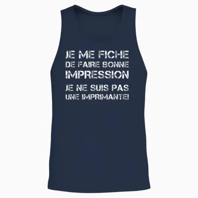 Men's T-Shirt with "je Me Plug" Design [french Language], Black Unisex Tank Top - Navy