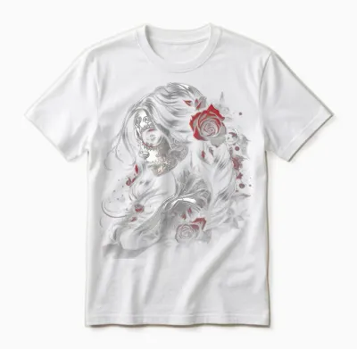 Tag Der Toten Zuckerschädel Kunst Rose Mexikanisch Damen T-Shirt, Schwarz, S, Kurzarm, Kunstvolle Designs Und Klassischer Schnitt Unisex T-Shirt - White
