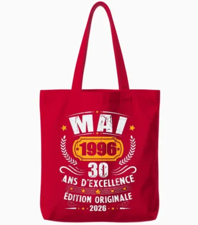Vintage Mai 1996 Cadeau Anniversaire 30 Ans Hommes Femmes Tote Bags - Red