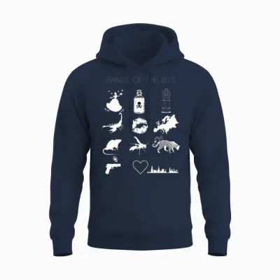 Bands of the 80's Hair Bands Rock Bands 1980's Unisex Hoodie - Navy