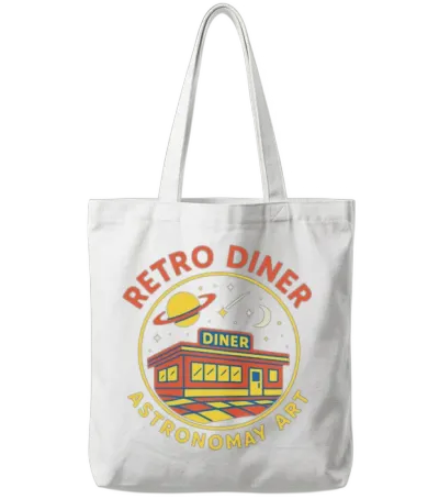 Retro Space Diner Astronomy Art Tote Bags - White