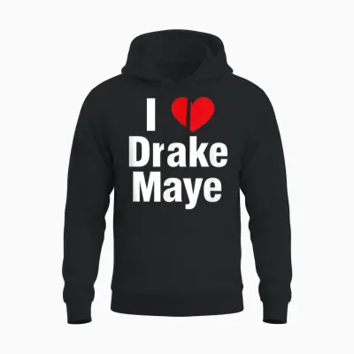 I Love Drake Fan Support Design – Bold Heart Graphic Unisex Hoodie - Black