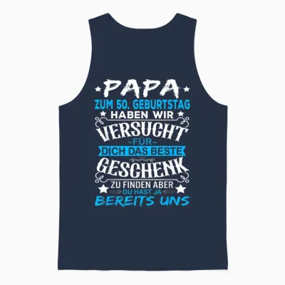 50th Birthday Dad Man 50s 50 Years Father Men's T-Shirt, Black Unisex Tank Top - Navy