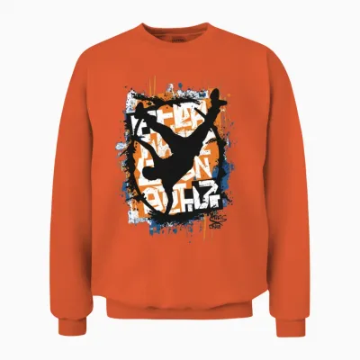 Vintage Hip Hop Rapper-Inspired Urban Art Unisex Sweatshirt - Orange